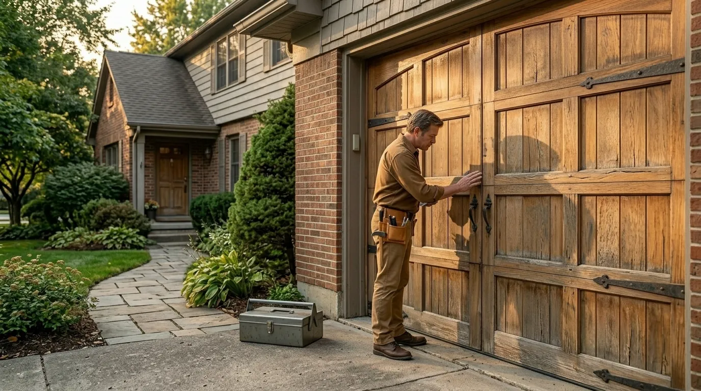 Garage door detail illustrating is your warren garage door worth fixing, or time to replace it